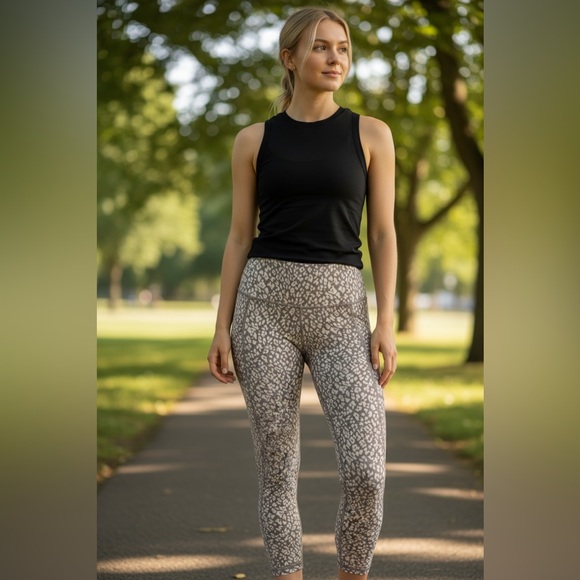 Balance Collection Pants - Balance Collection Animal Print Leggings - Gray and White